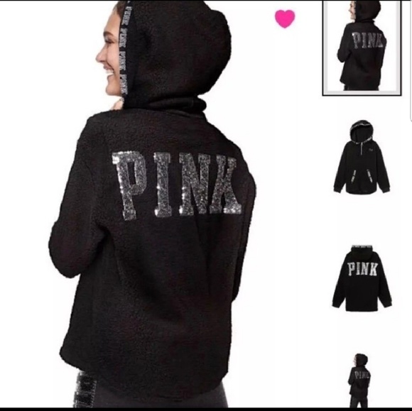 PINK Victoria's Secret Tops - VS PINK Very hard to find BLING Sherpa hoodie sz L